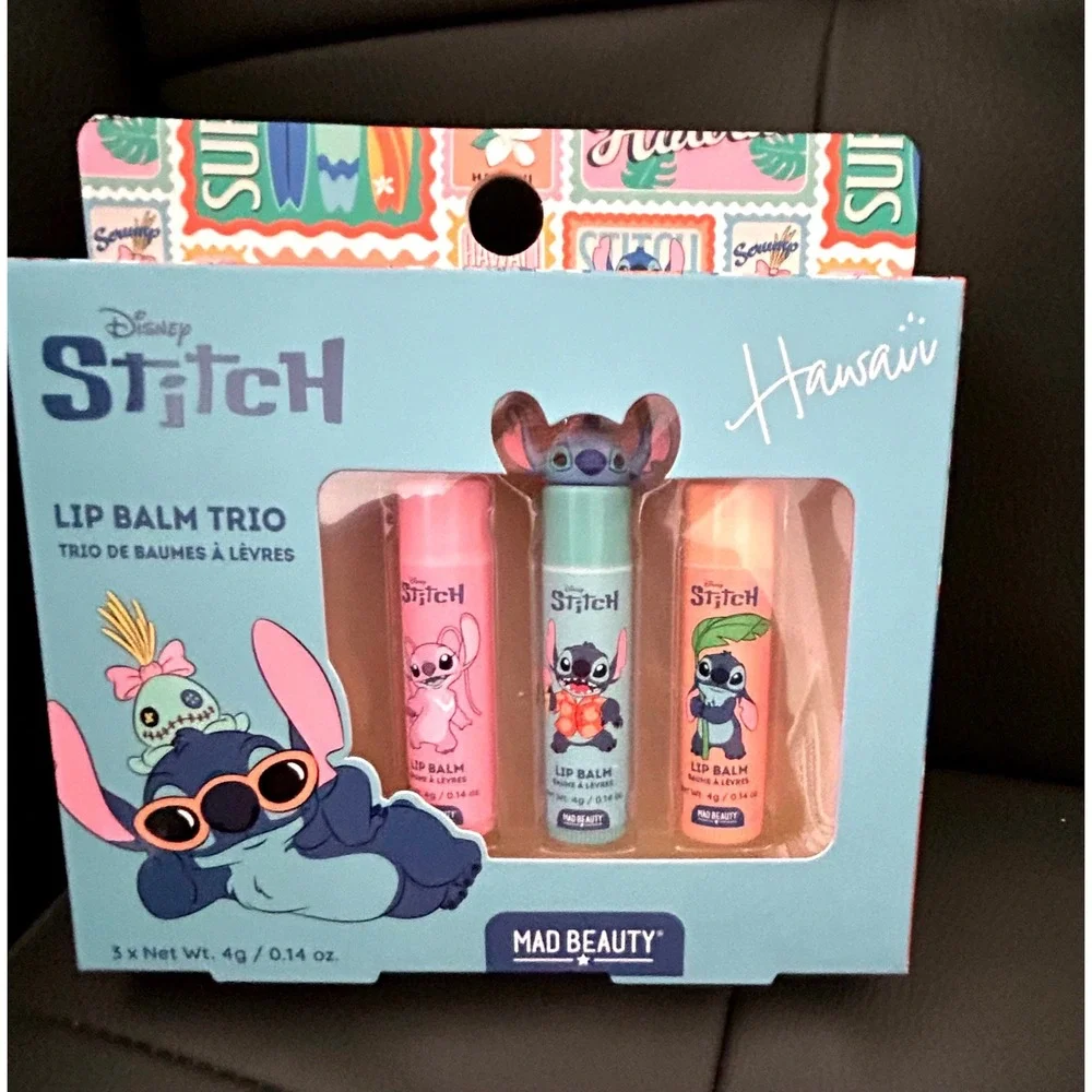 Disney Stitch Hawaii Mad Beauty Hand Cream Duo and Lip Balm Trio Gift Set Bundle